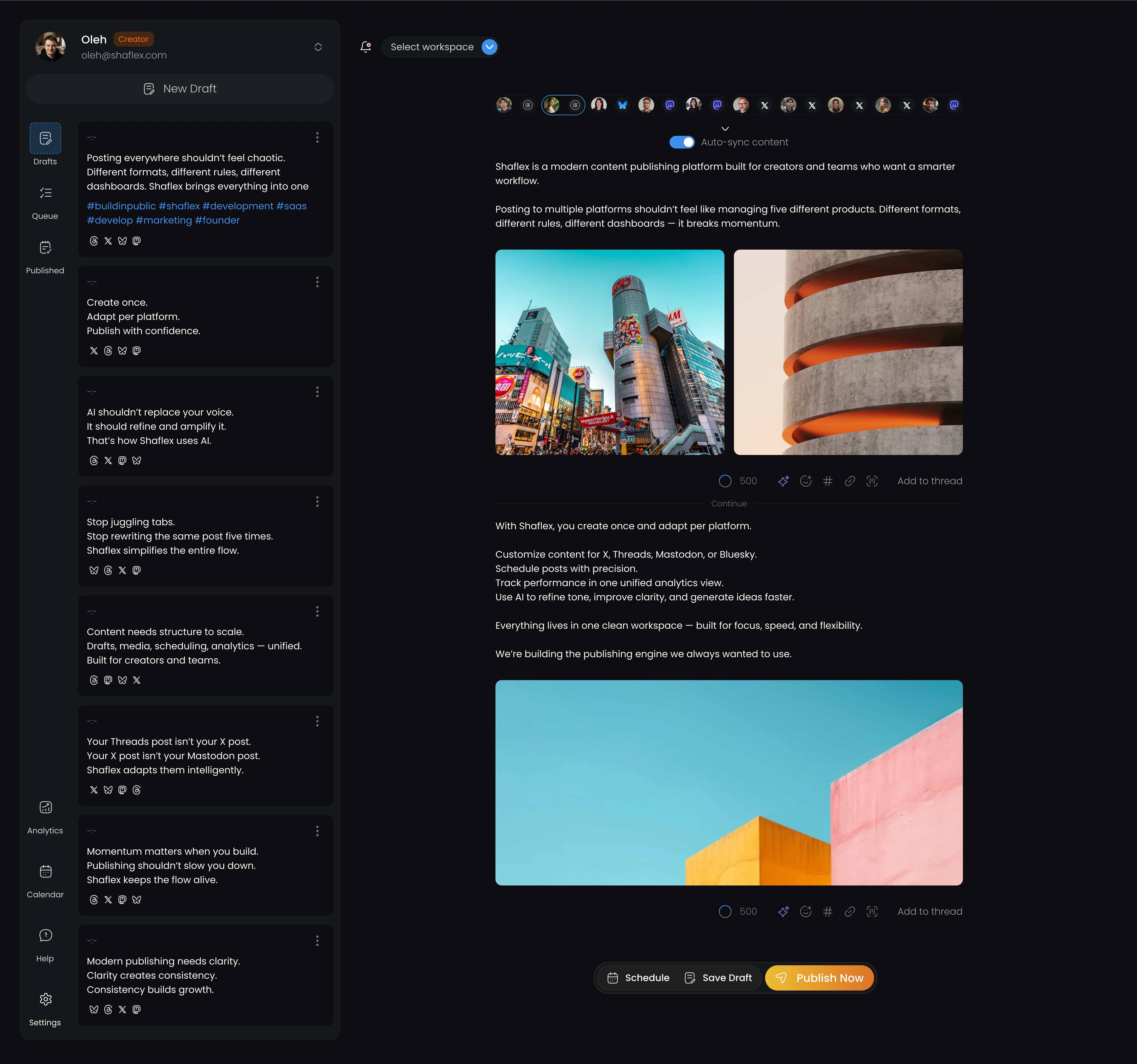 Shaflex editor preview